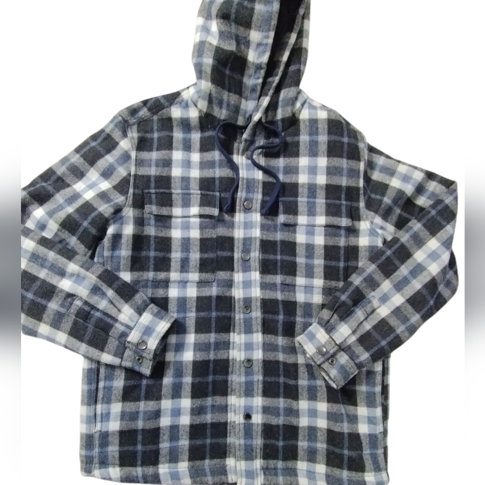 Prana Men's Asgard Flannel Hooded Shacket size M Gorpcore Quiet Luxury Grungecor